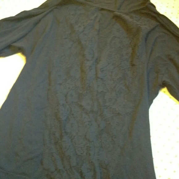 Open Lace Back Navy Top - Picture 2 of 3