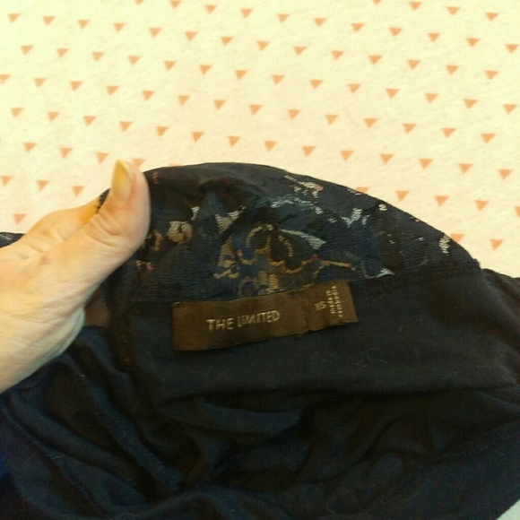 Open Lace Back Navy Top - Picture 3 of 3