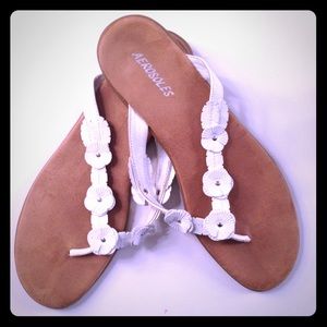 White leather thong sandal