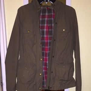 Olive green parka with hood