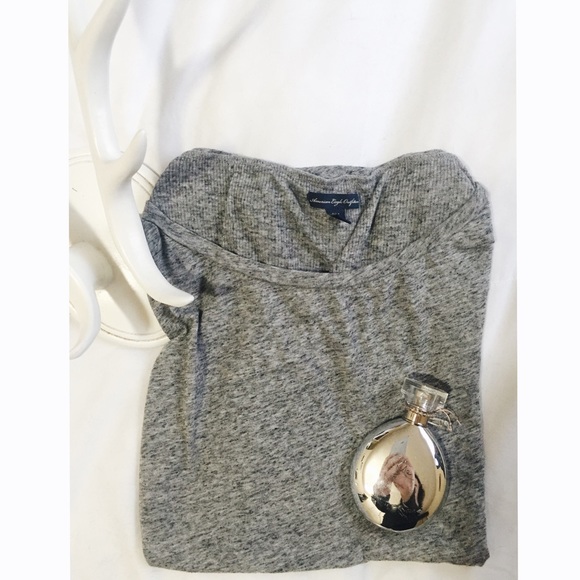 Heather Grey American Eagle Off the Shoulder Tee