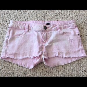 Pink Ripped Faded Shorts (Not High Waisted)