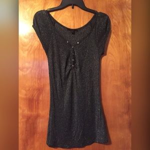 Express Black and Silver v-neck Top