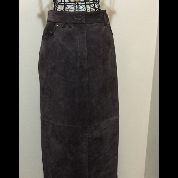 NEW coffee-brown straight suede skirt westernstyle