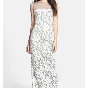 Tadashi Shoji Illusion Yoke Embroidered Gown