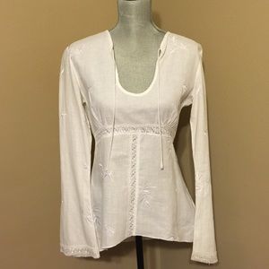 White high/low peasant top