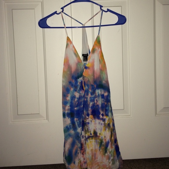 Multi-colored spaghetti sprained minidress