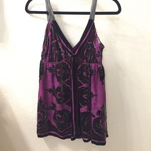 Hale Bob beaded and velvet tank