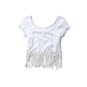 Hollister White Fringe Crop Top
