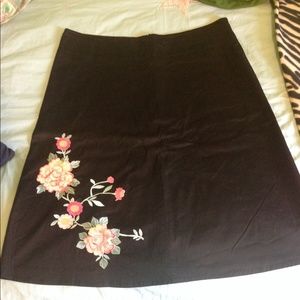 Black Embroidered Skirt