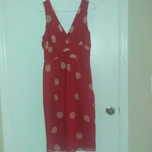 Flowy red polka dot dress