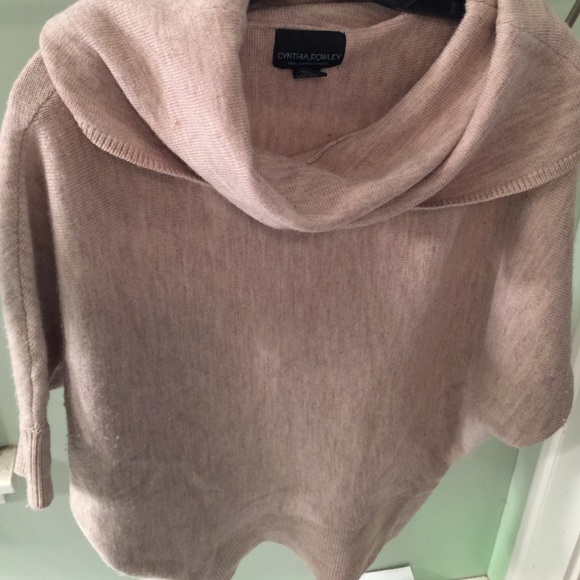 Cream poncho/sweater with  big cowl neck