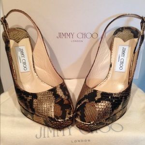 Jimmy Choo Metallic Faux Snake shoes