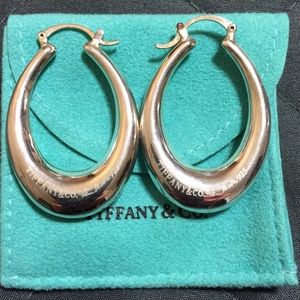 Tiffany & Co Large Silver Signature Hoop Earrings