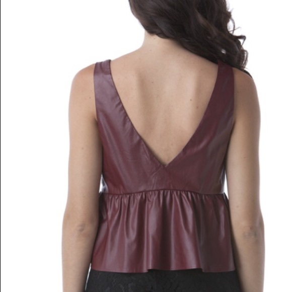 Mustard Seed Faux Leather Peplum Top - Picture 3 of 5