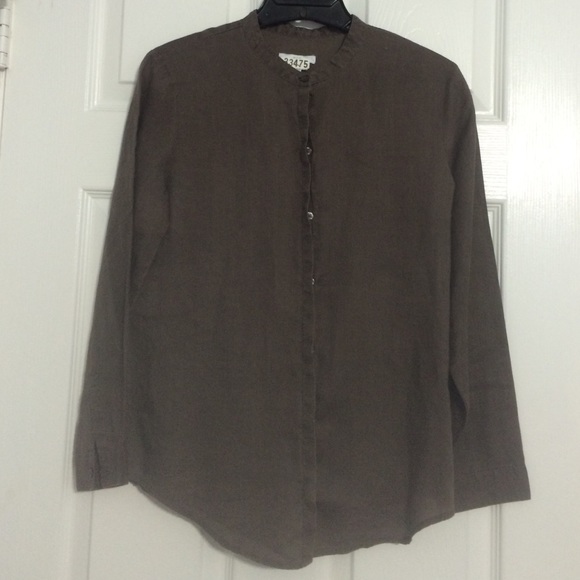 brown linen top from gap! botton down
