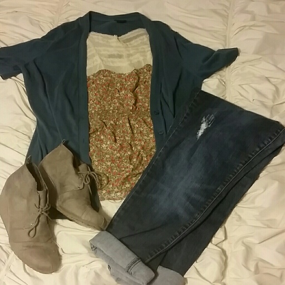 High neck floral/lace tank