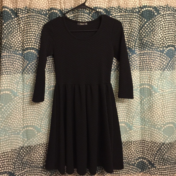 Black textured sweater dress