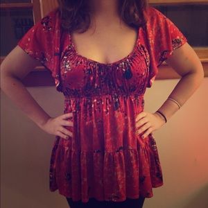 Free People Red Blouse