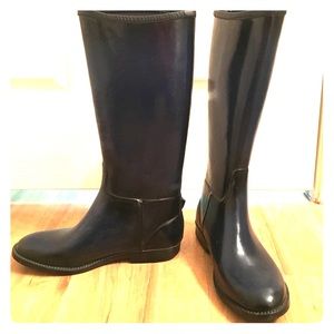 J. Crew Black and Navy Rain Boots