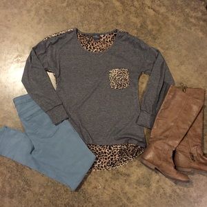 Market & Spruce grey and print shirt