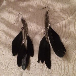 Black feather earrings