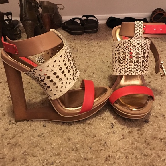 BCBGMaxazria Wooden Wedge Sandals