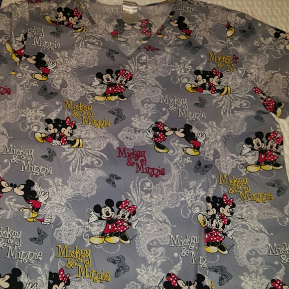 Mickey and Minnie scrub top
