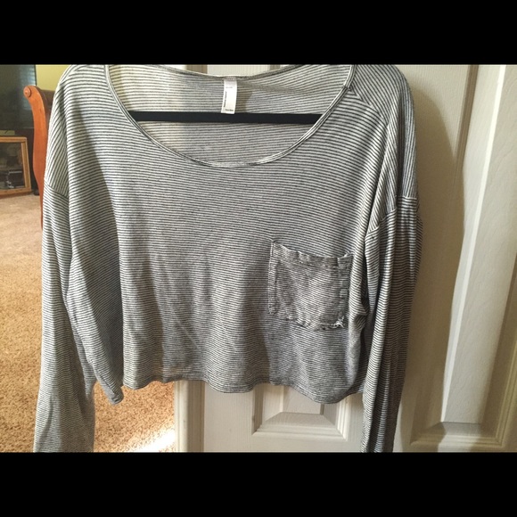 American Apparel Striped Long Sleeved Crop