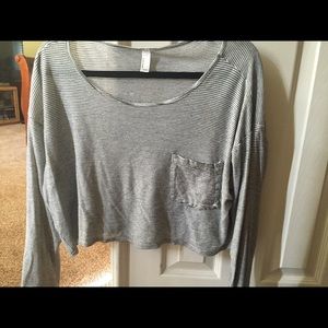 American Apparel Striped Long Sleeved Crop