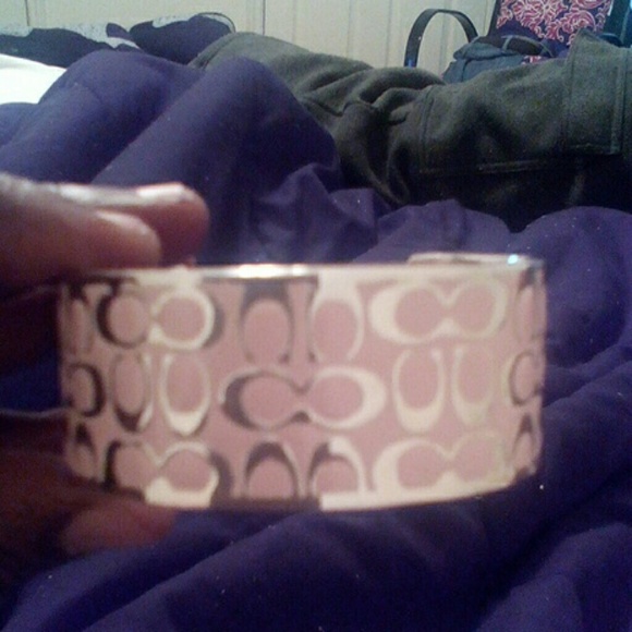Pink enamel signature coach cuff