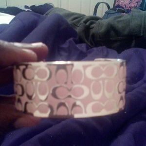 Pink enamel signature coach cuff