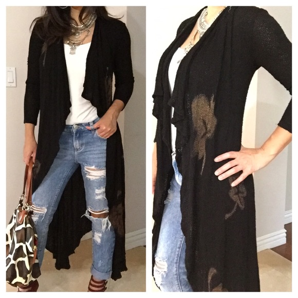 LAST ONE ‼️Chic Long Leaf sweater cardigan - Picture 2 of 3