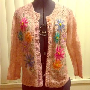 Cardigan with bright flowers