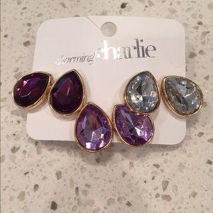 Purple gem post earrings