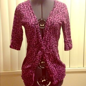 Purple leopard print cardigan