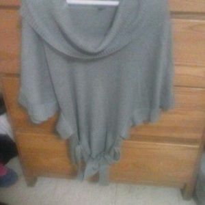 Grey slouch neck shawl sweater