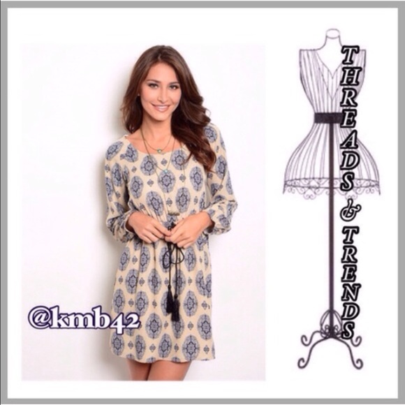 Threads & Trends Dresses & Skirts - Indigo & Taupe Dress
