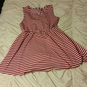 Red striped skater dress