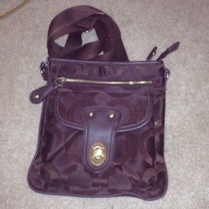 Light brown and dark brown satchel