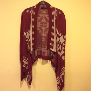 Red Draping Tribal Pattern Sweater