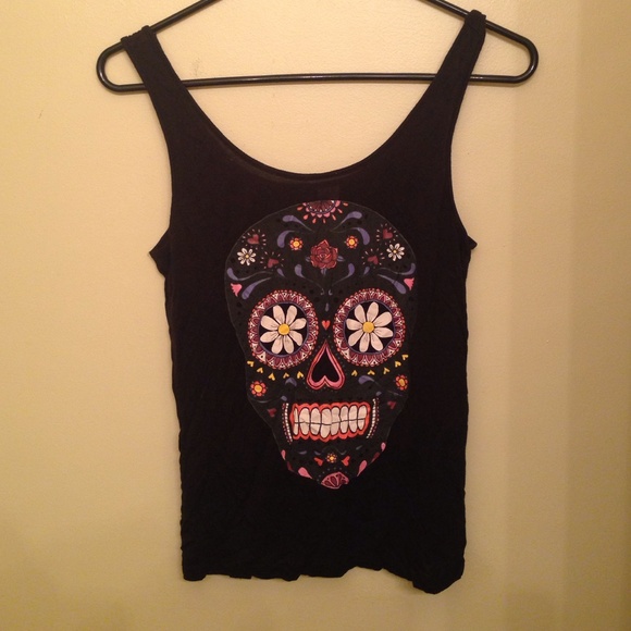 Candy skull black tank top