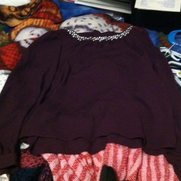 Jeweled neck dress shirt