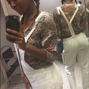 Zara side zip eyelet overalls jumpsuit