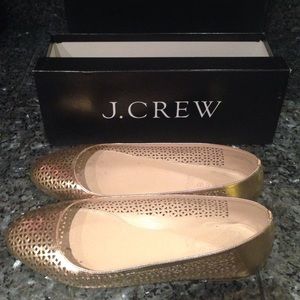 J Crew gold flats, size 8