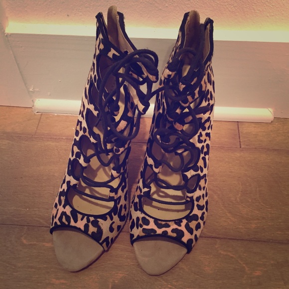 Zara strappy leopard heels