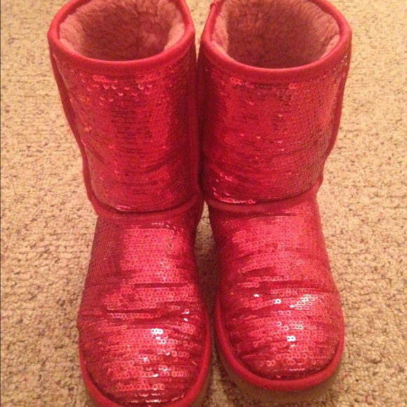 Red sequins ugg Australia boots, very used.