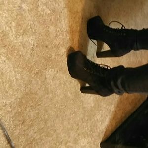 Lace up black booties