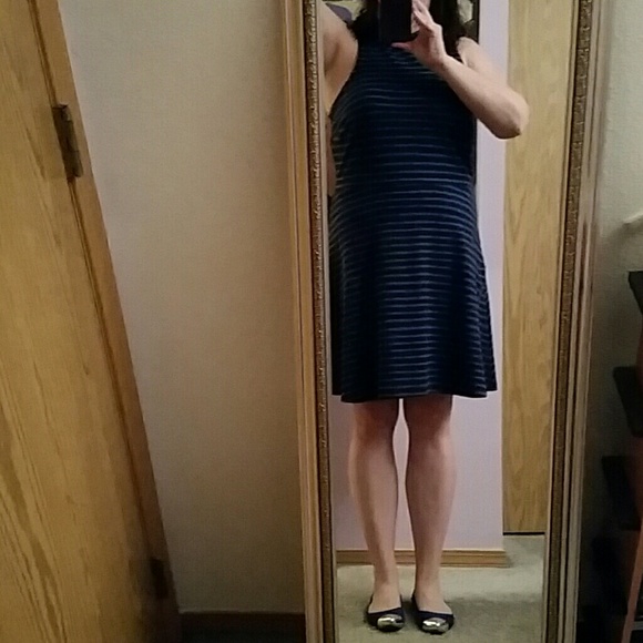 Navy & Royal Blue Striped Dress - Picture 4 of 4