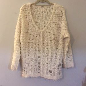 Free people cream V-Neck sweater